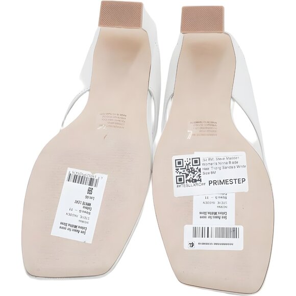 Steve Madden Ninna Blade Heel Thong Sandals White Square Toe Women's US 8M - Picture 6 of 6